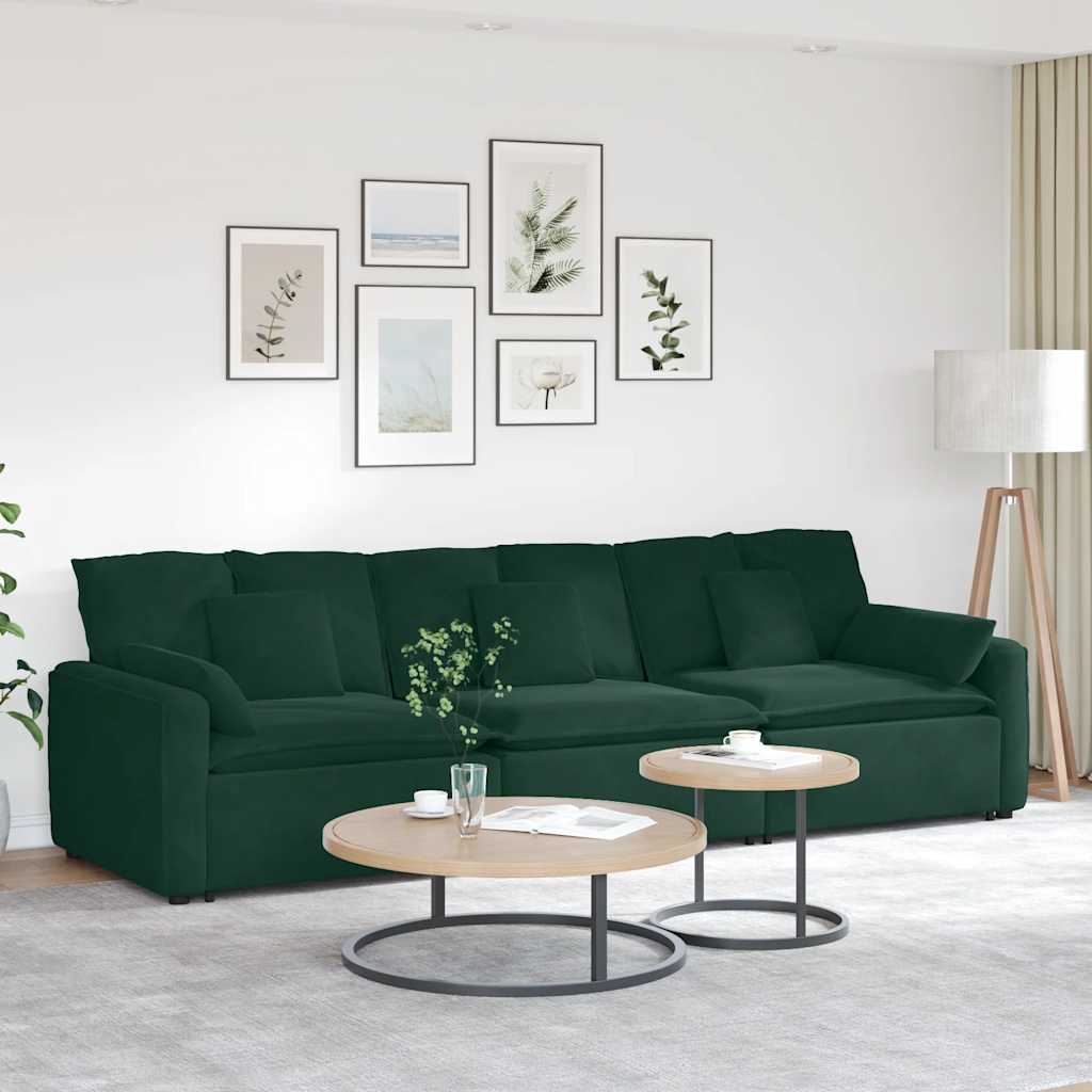 Modularna sofa s jastucima tamnozelena