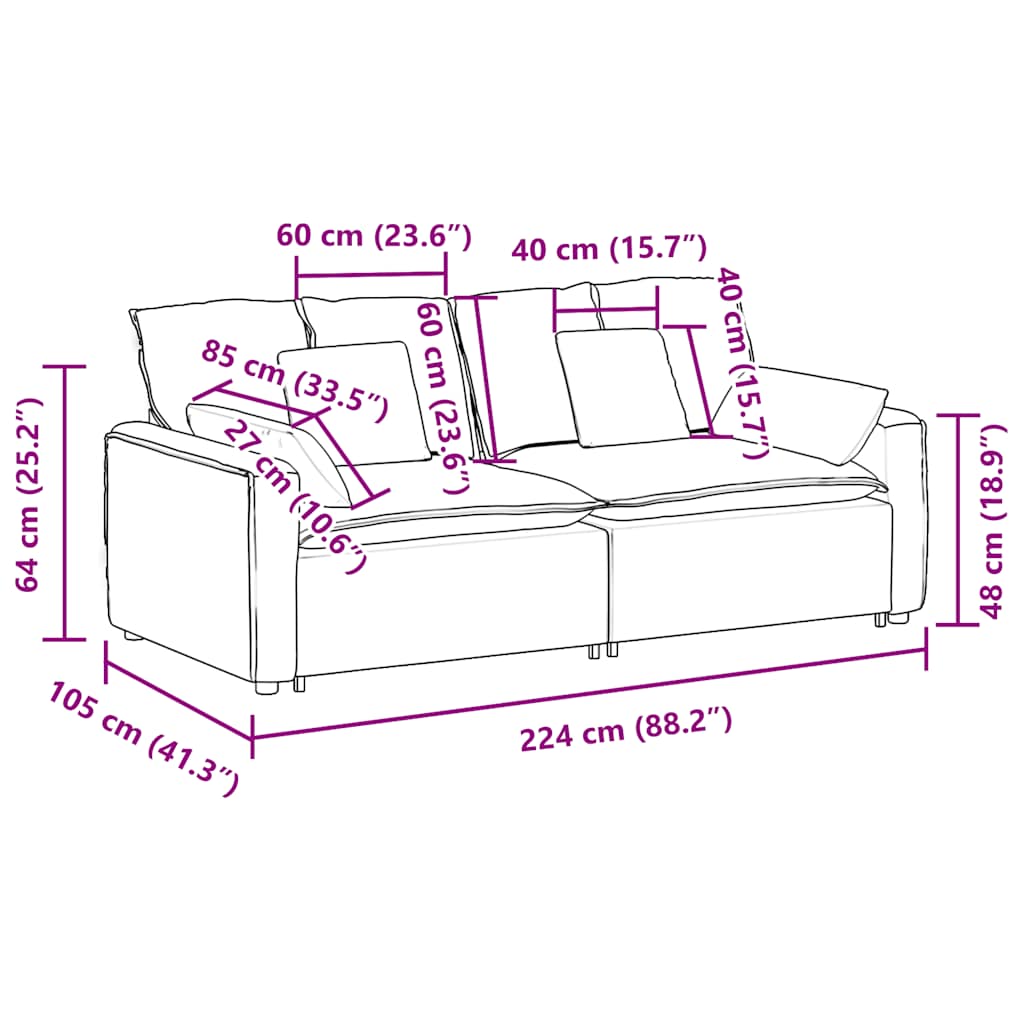 Modularna sofa s jastucima tamno siva