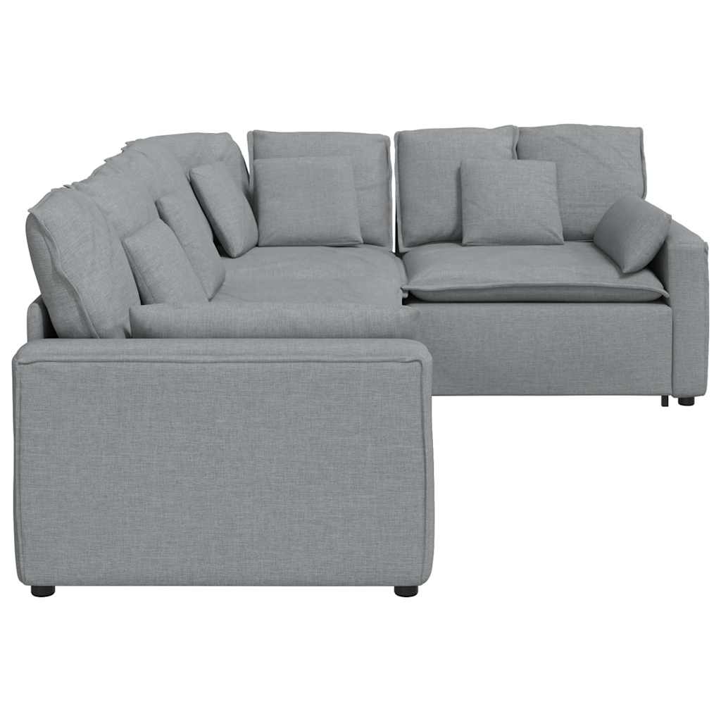 Modularna sofa s jastucima, tkanina, svijetlo siva