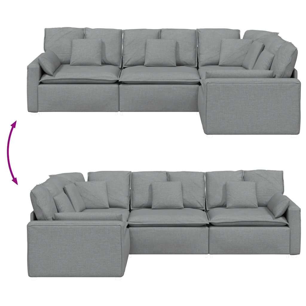 Modularna sofa s jastucima, tkanina, svijetlo siva