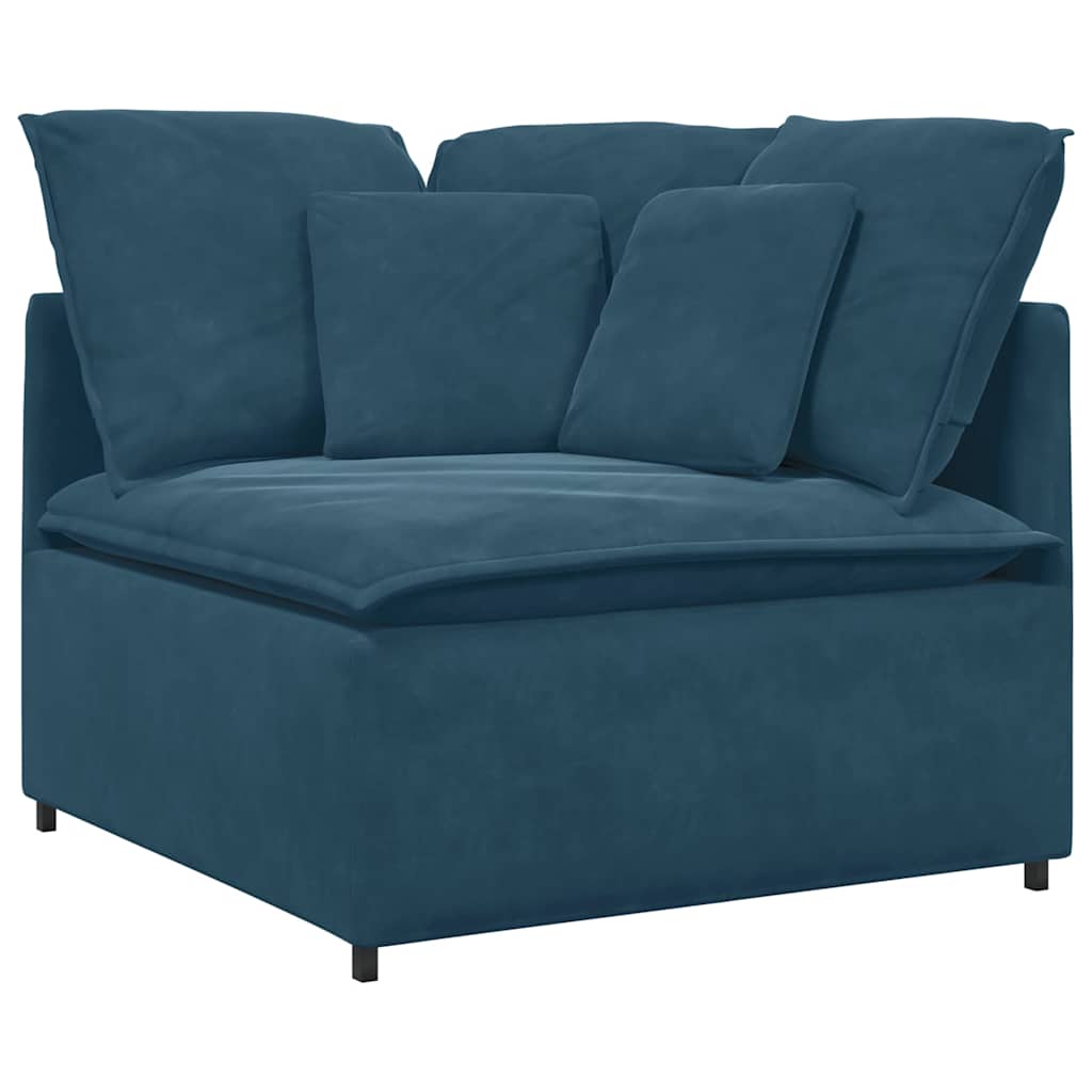Modularna sofa s jastucima, plava baršunasta
