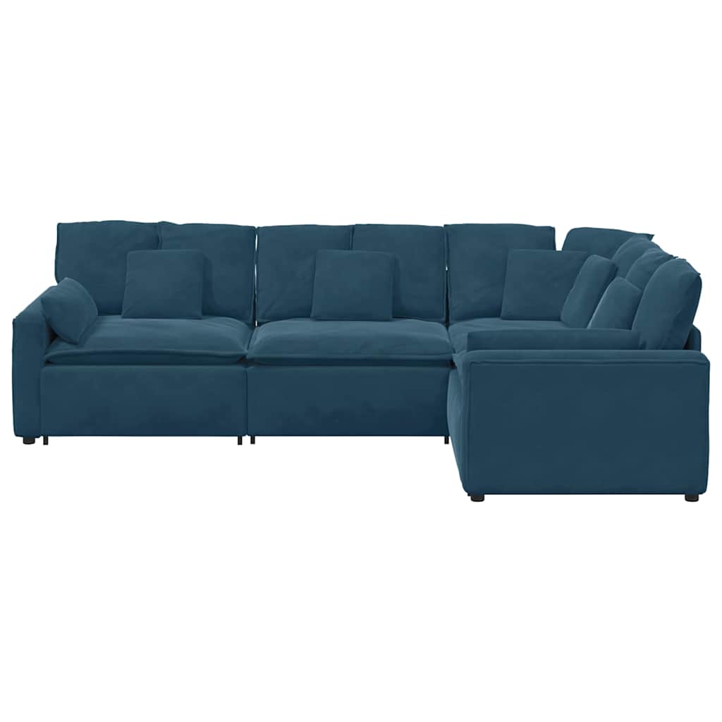 Modularna sofa s jastucima, plava baršunasta