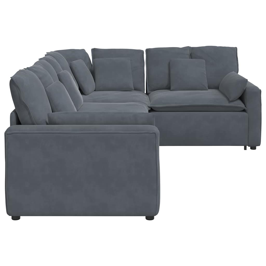 Modularna sofa s jastucima, baršunasta, tamno siva