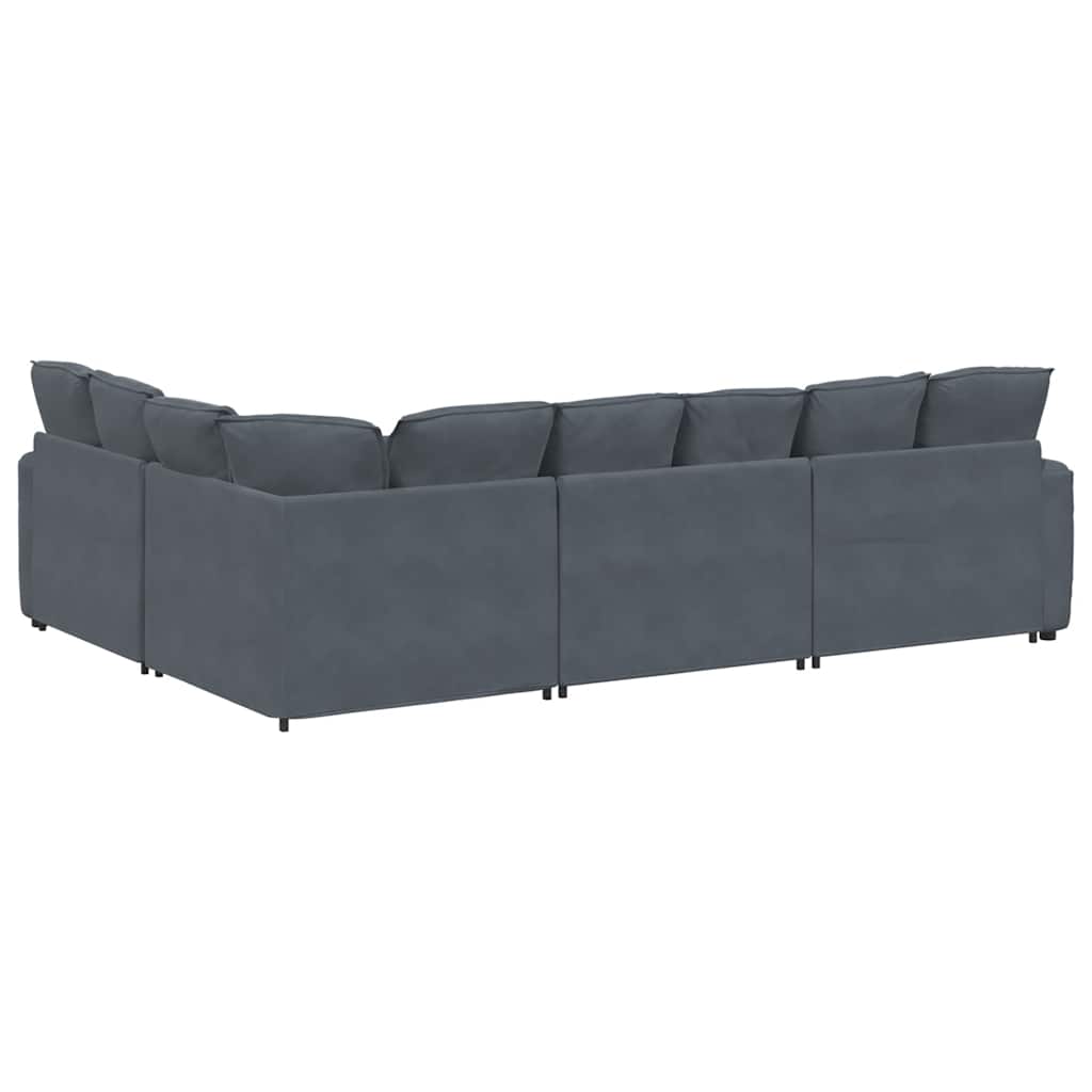 Modularna sofa s jastucima, baršunasta, tamno siva