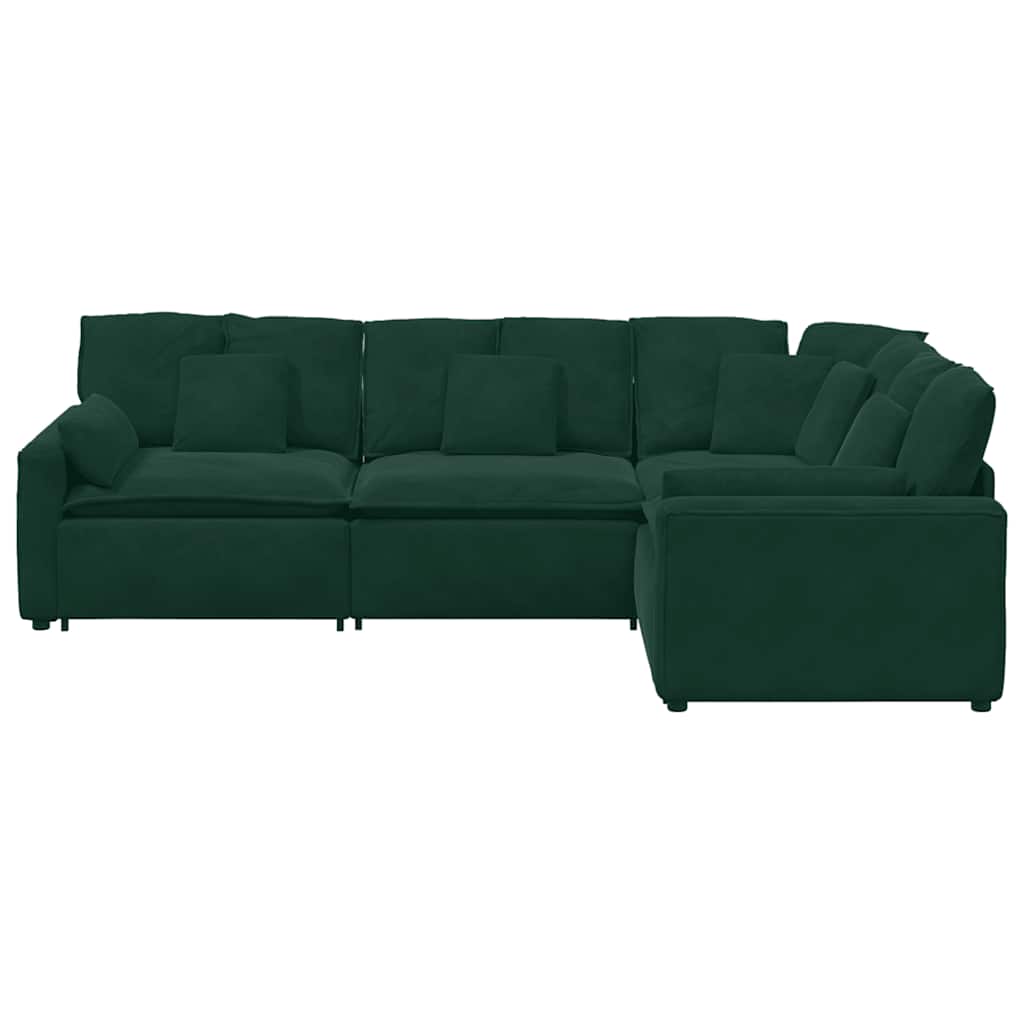 Modularna sofa s jastucima, baršunasta tamnozelena