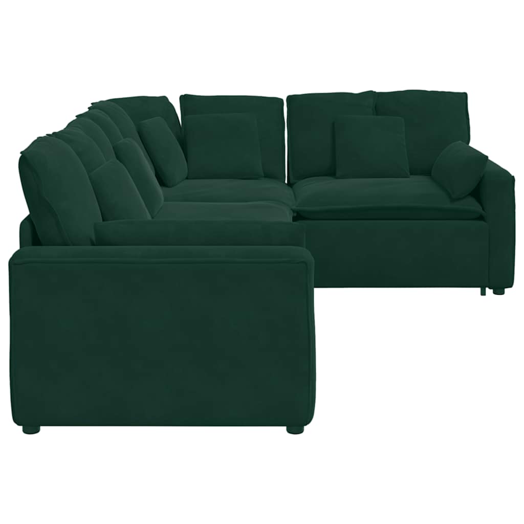 Modularna sofa s jastucima, baršunasta tamnozelena