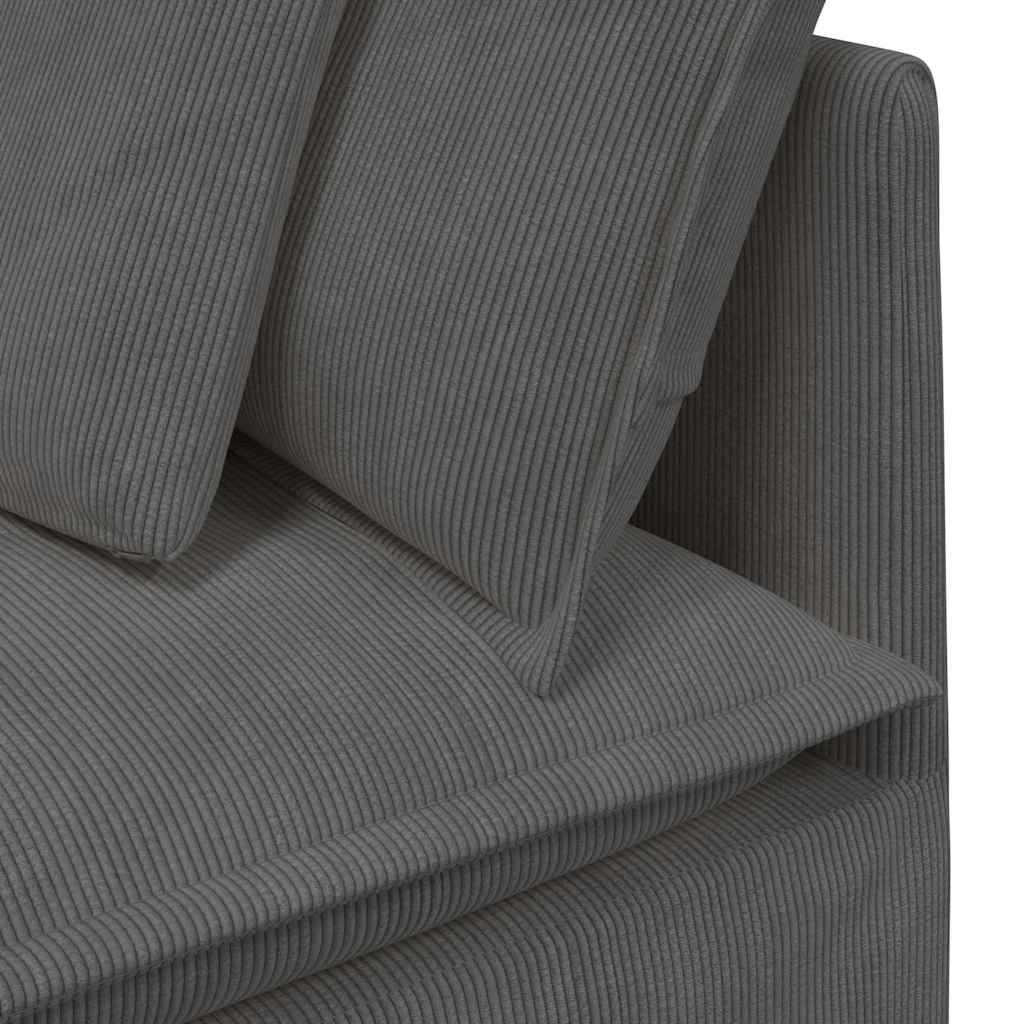 Modularna sofa s jastucima, korduro tkanina, tamno siva