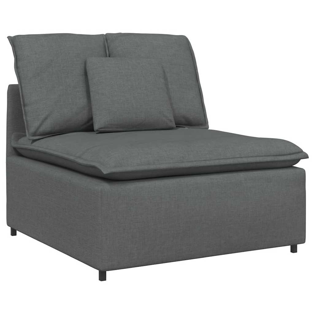 Modularna sofa s podnožjem i jastucima, tkanina, tamno siva