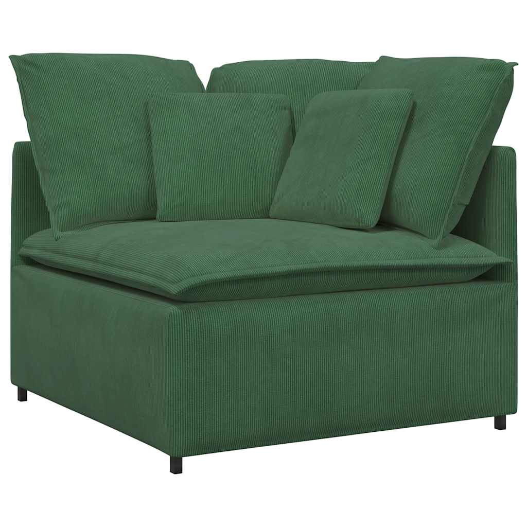 Modularna sofa s podnožjem i jastucima, tamnozelena, korduro tkanina