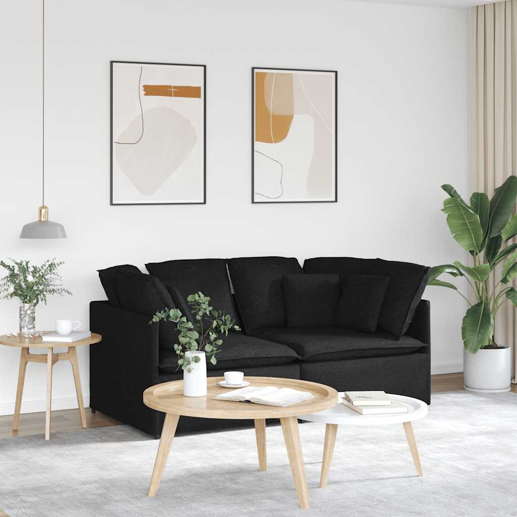 Modularna sofa s jastucima, tkanina, crna