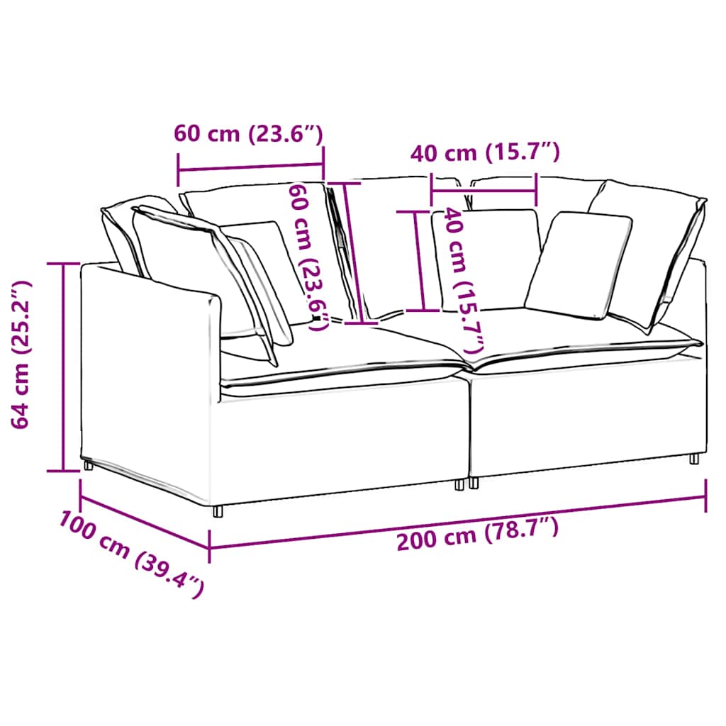 Modularna sofa s jastucima, tkanina, oblak sive boje