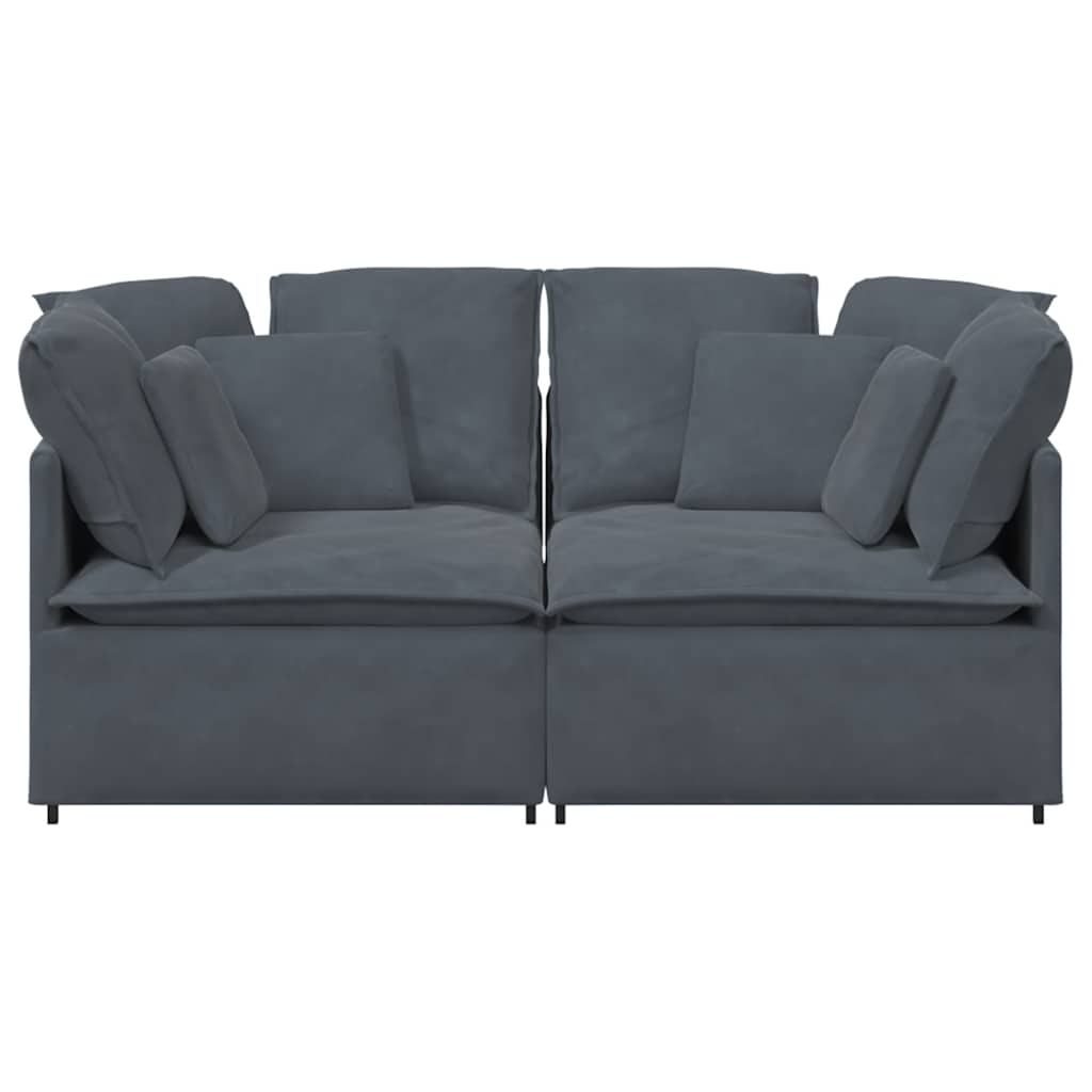 Modularna sofa s jastucima, baršunasta, tamno siva
