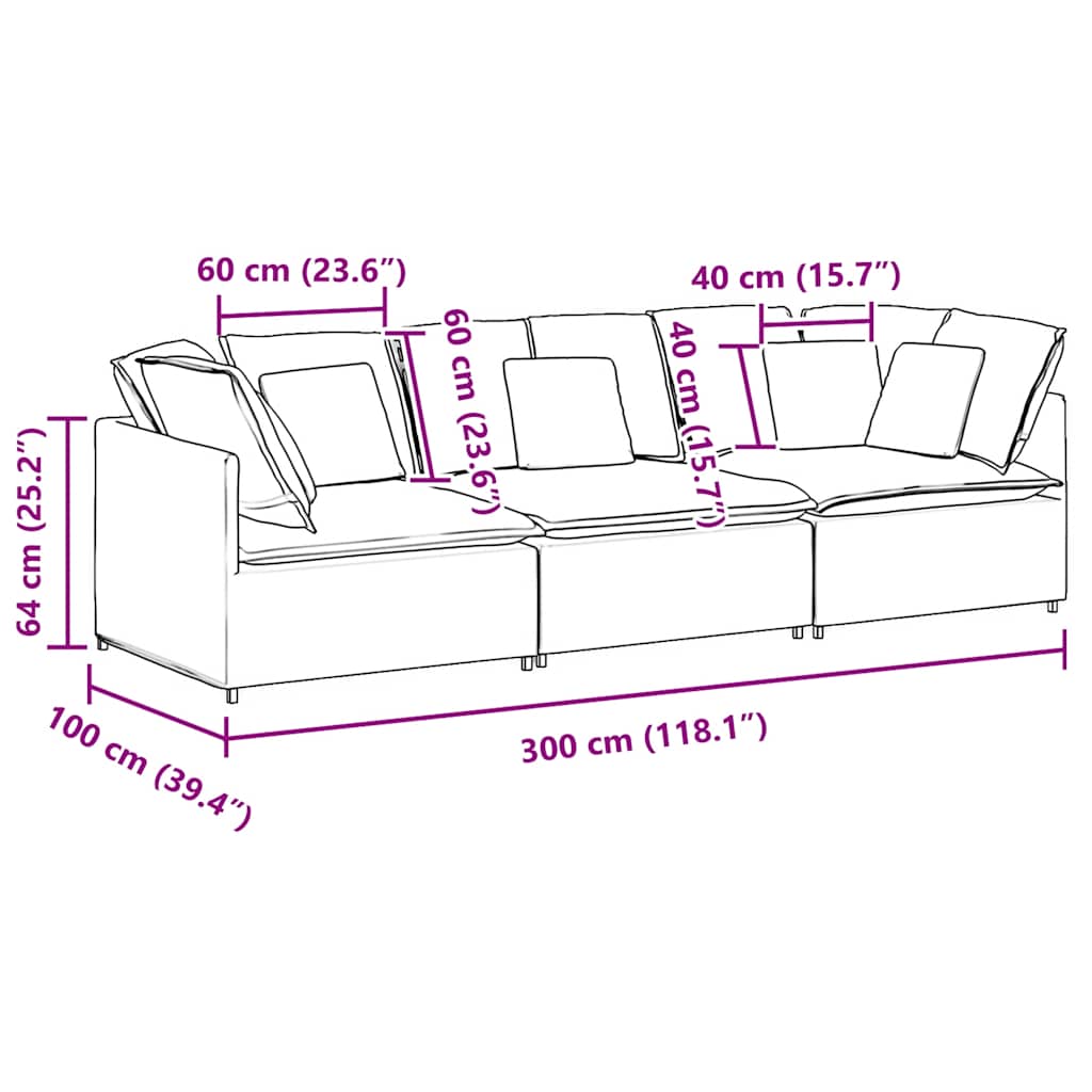 Modularna sofa s jastucima, tkanina, svijetlo siva