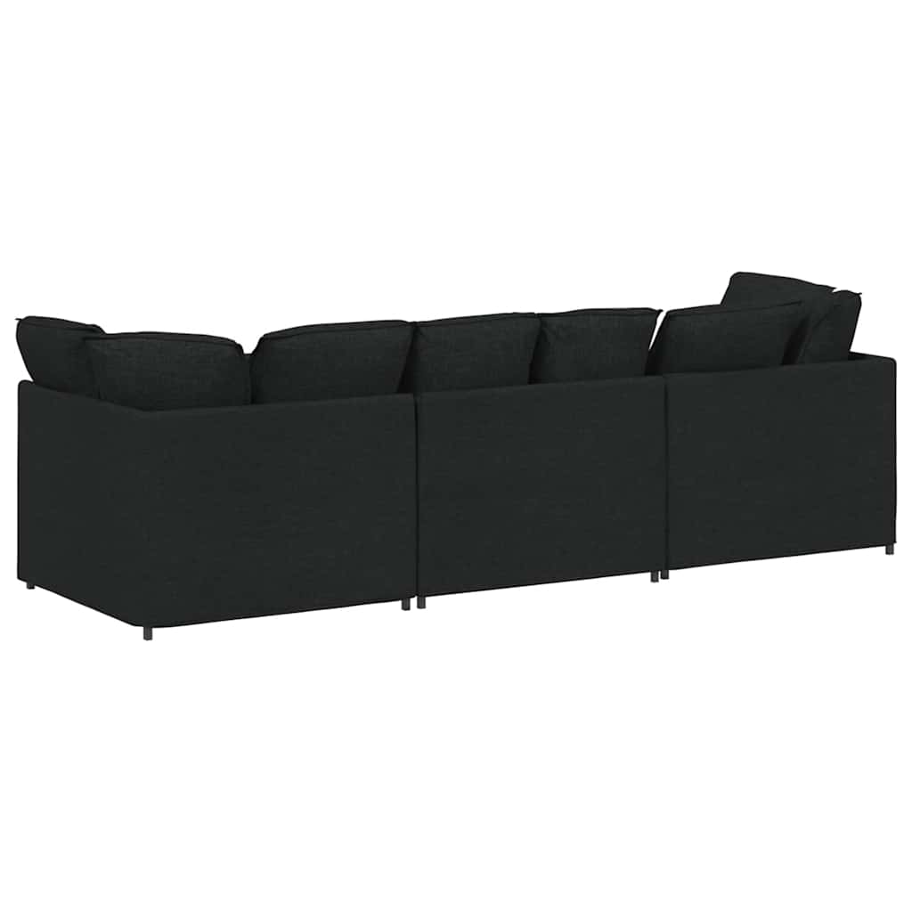 Modularna sofa s jastucima, tkanina, crna