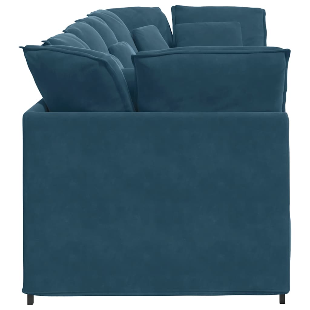 Modularna sofa s jastucima, plava baršunasta