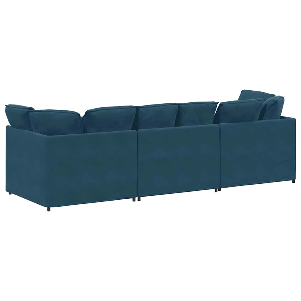 Modularna sofa s jastucima, plava baršunasta