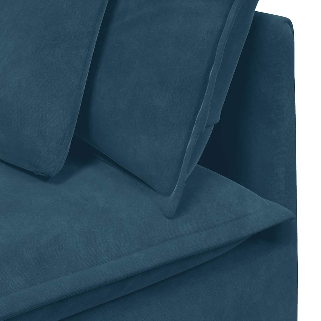 Modularna sofa s jastucima, plava baršunasta