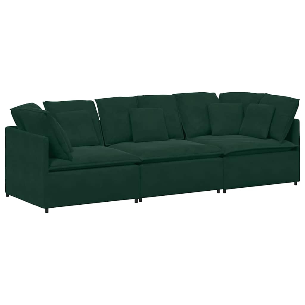 Modularna sofa s jastucima, baršunasta tamnozelena