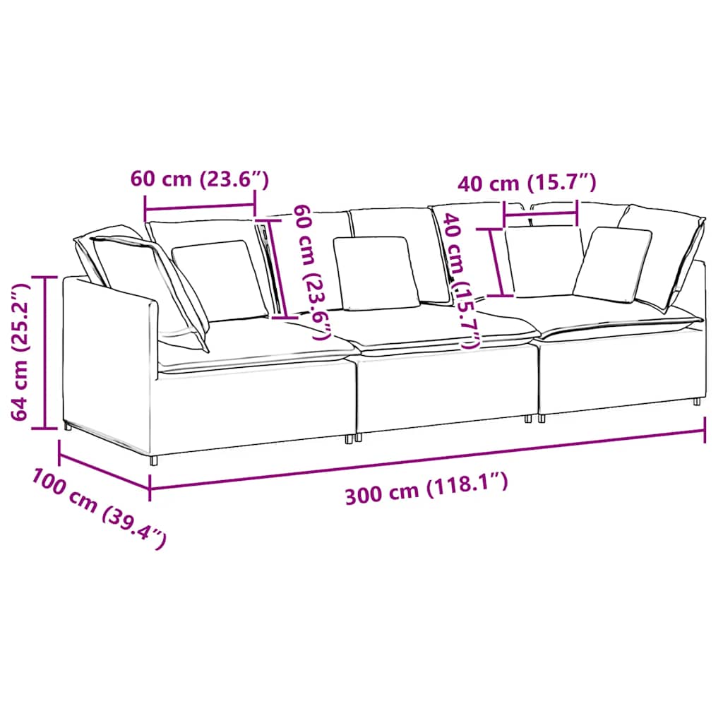 Modularna sofa s jastucima, korduro tkanina, tamno siva