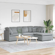 Modularna sofa s podnožjem i jastucima, tkanina, svijetlo siva