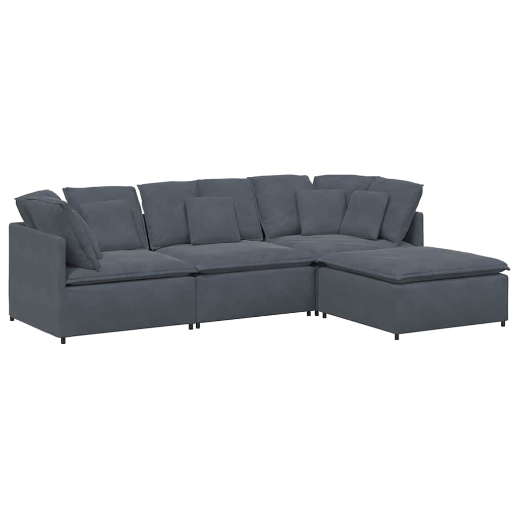 Modularna sofa s podnožjem i jastucima, baršunasta tamno siva