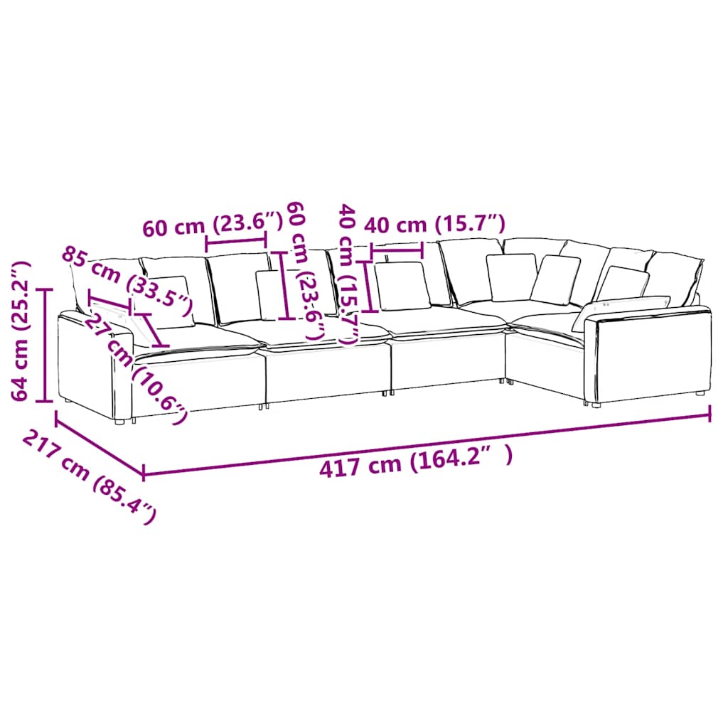 Modularna sofa s jastucima, plava baršunasta