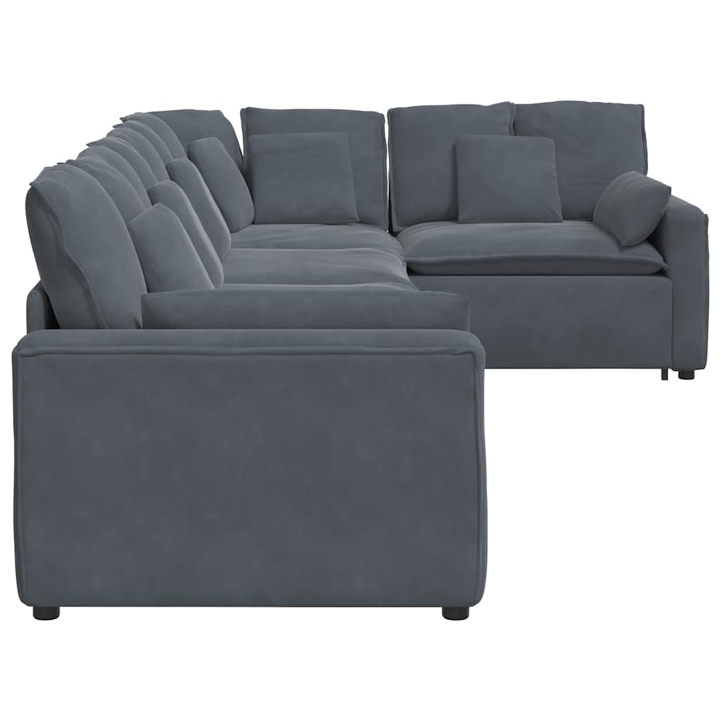 Modularna sofa s jastucima, baršunasta, tamno siva