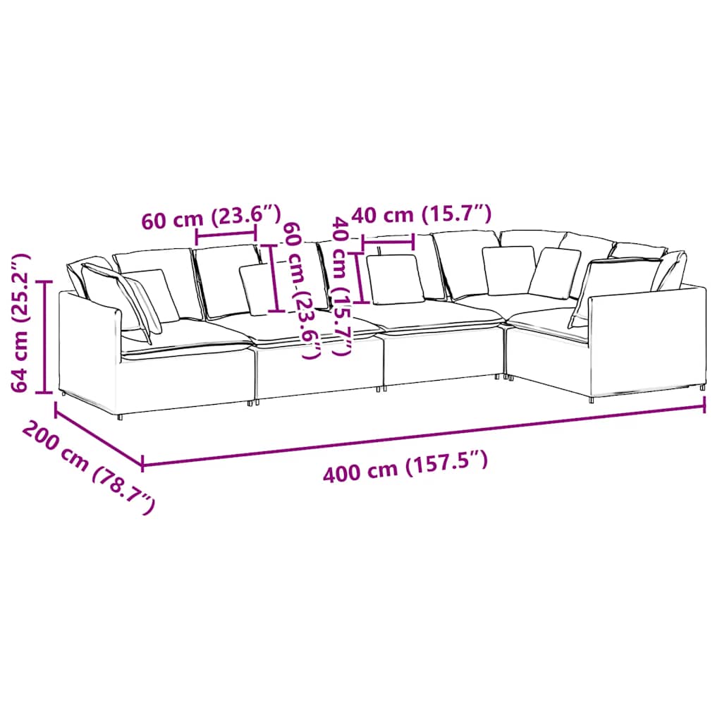 Modularna sofa s jastucima, baršunasta, svijetlosiva