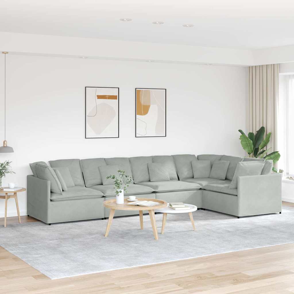 Modularna sofa s jastucima, baršunasta, svijetlosiva