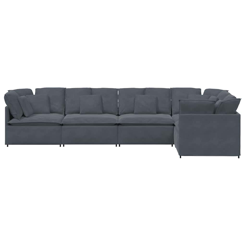 Modularna sofa s jastucima, baršunasta, tamno siva