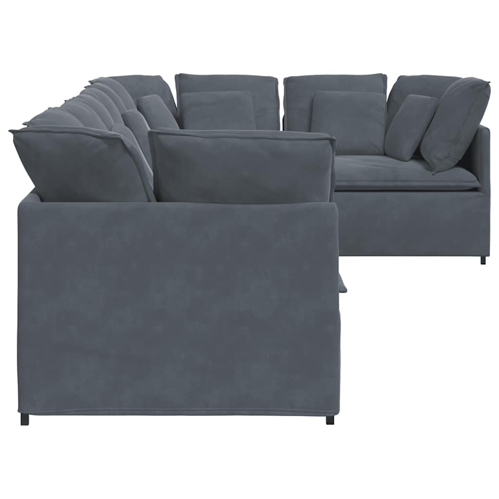Modularna sofa s jastucima, baršunasta, tamno siva