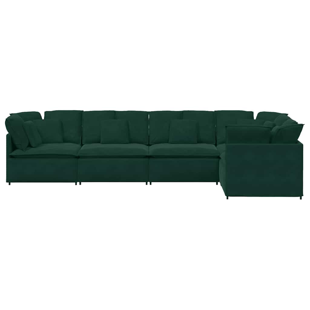 Modularna sofa s jastucima, baršunasta tamnozelena