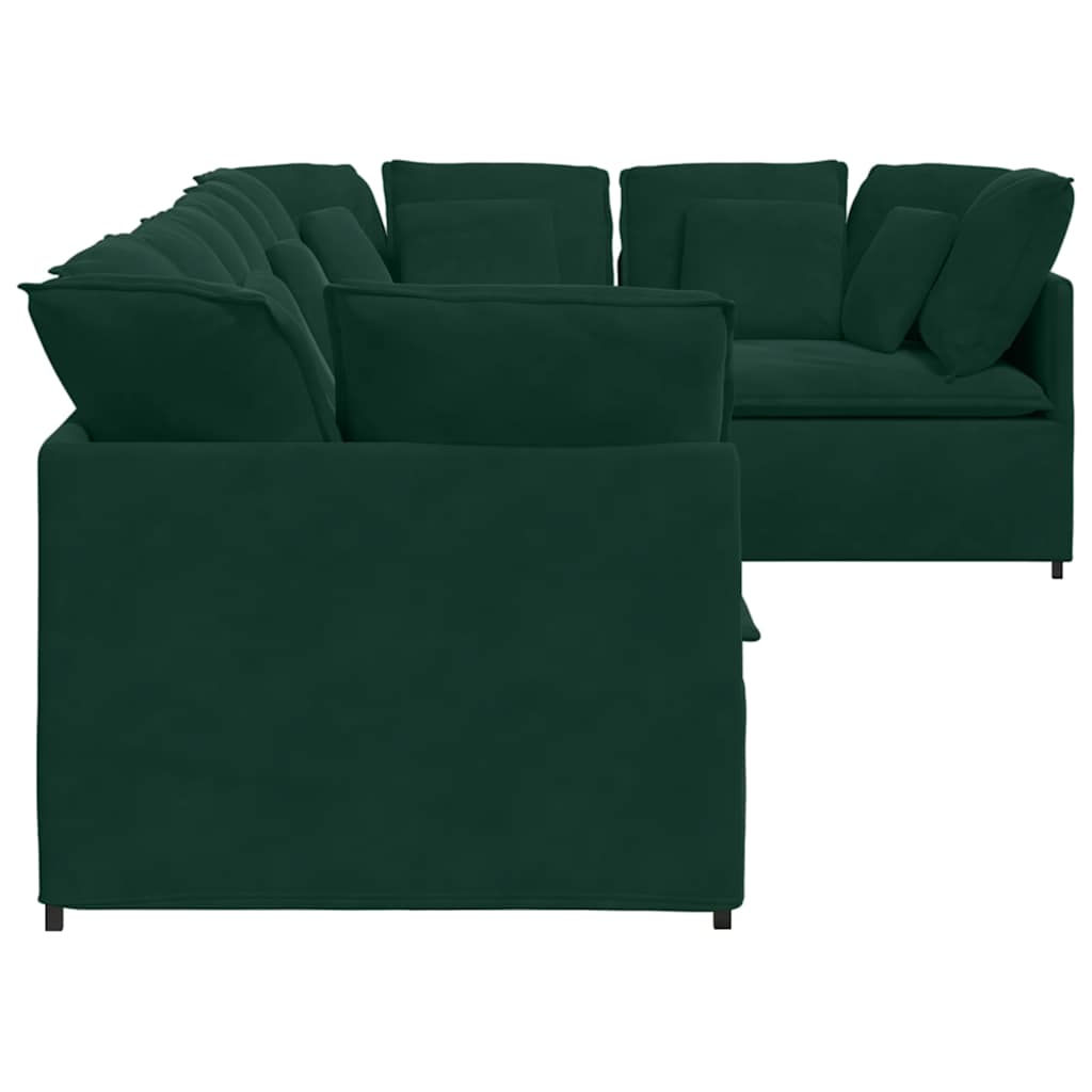Modularna sofa s jastucima, baršunasta tamnozelena