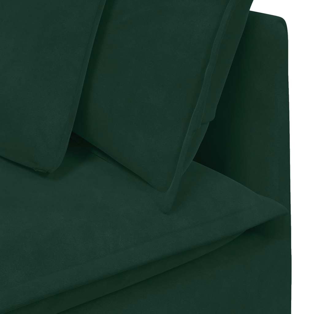 Modularna sofa s jastucima, baršunasta tamnozelena