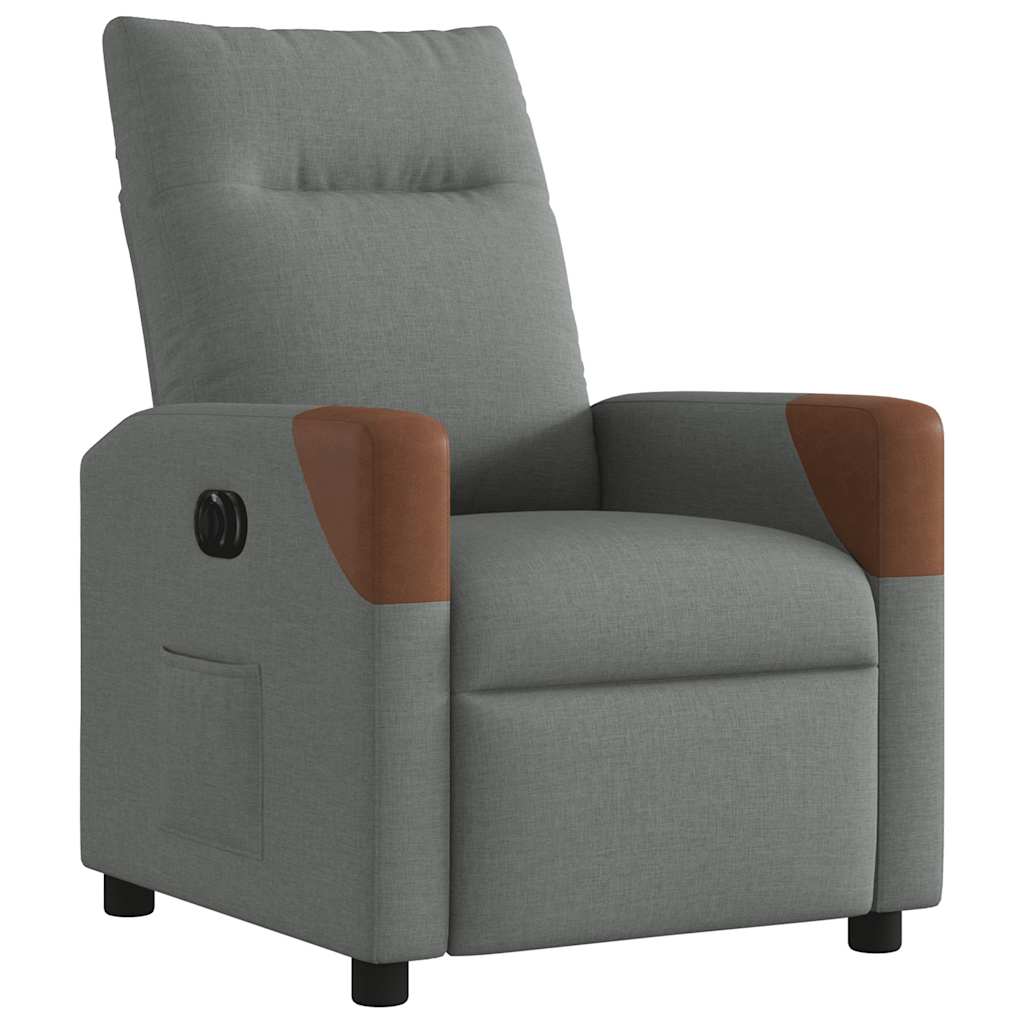Električni naslonjač od tkanine tamnosivi