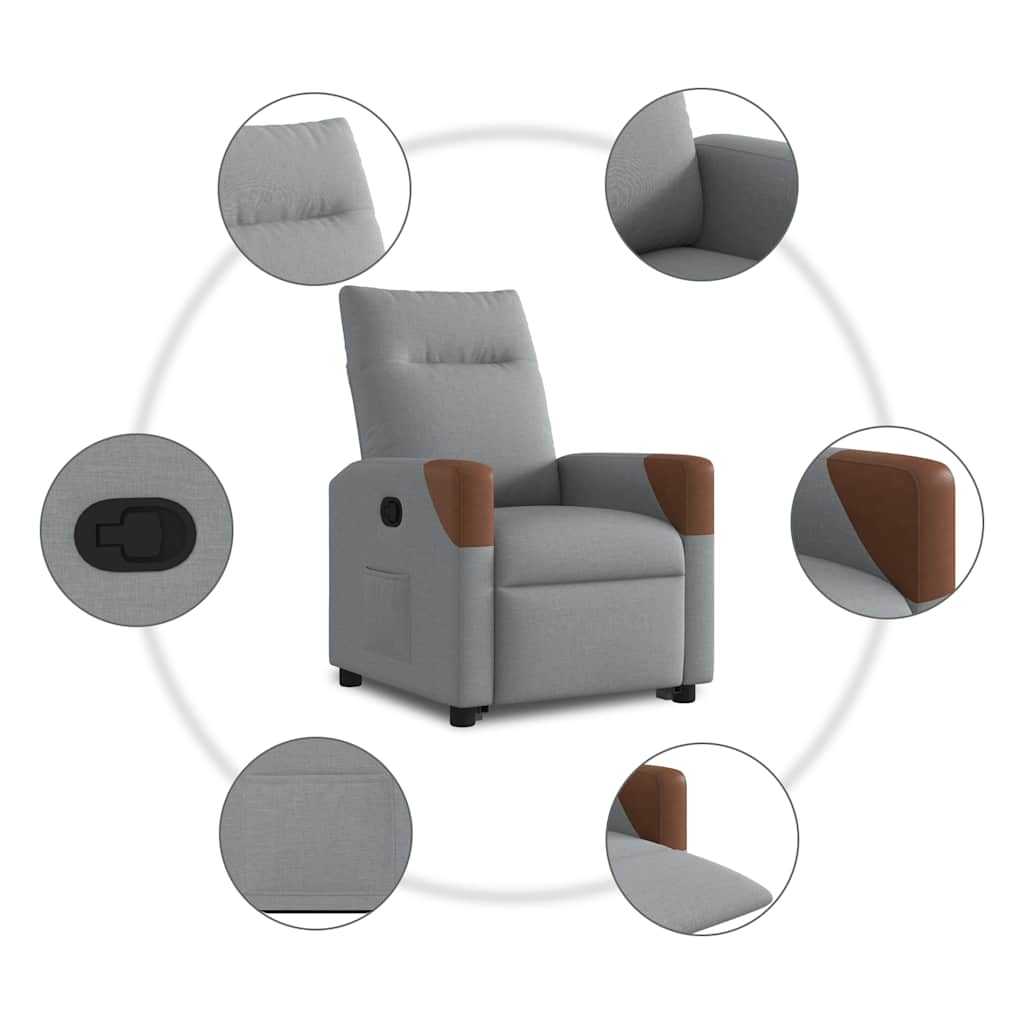 Naslonjač na podizanje od tkanine svjetlosivi