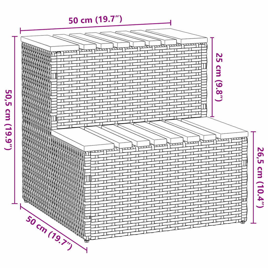 siva hidromasažna kada 50x50x50,5 cm poliratan i puna bagrem