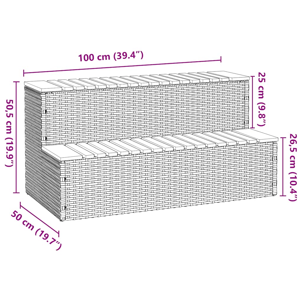 siva hidromasažna kada 100x50x50,5 cm poliratan i puna bagrem