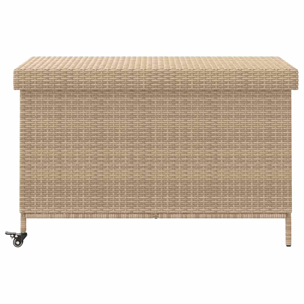 Vrtna kutija za pohranu s kotačima miješana bež 110x55x73 cm