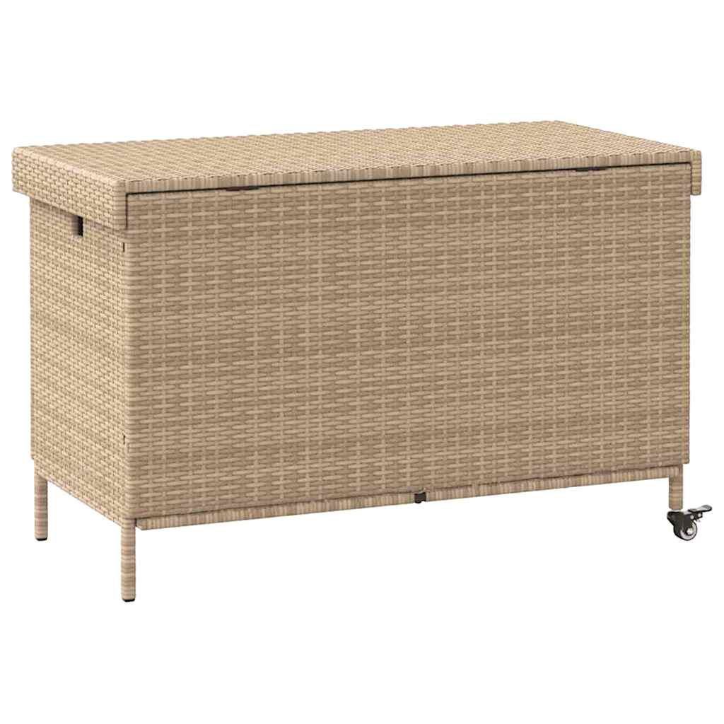 Vrtna kutija za pohranu s kotačima miješana bež 110x55x73 cm