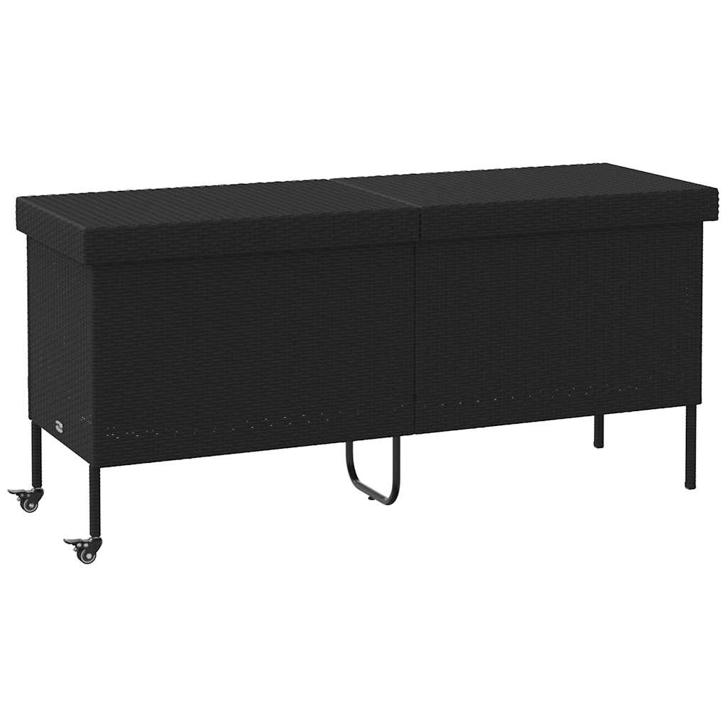 Vrtna kutija za pohranu s kotačima crna 160x55x75 cm poliratana