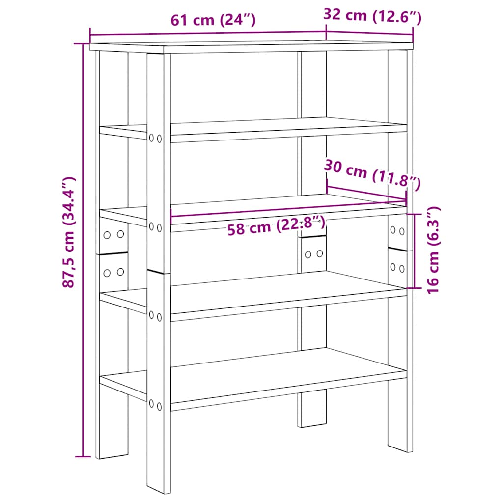 Stalak za cipele crni 61x32x87,5 cm od konstruiranog drva