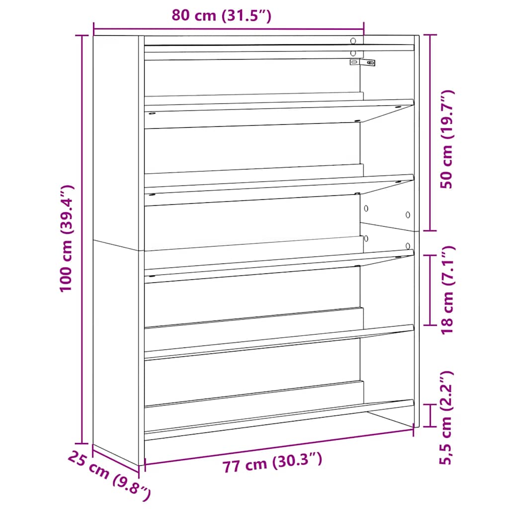 Stalak za cipele crni 80x25x100 cm od konstruiranog drva