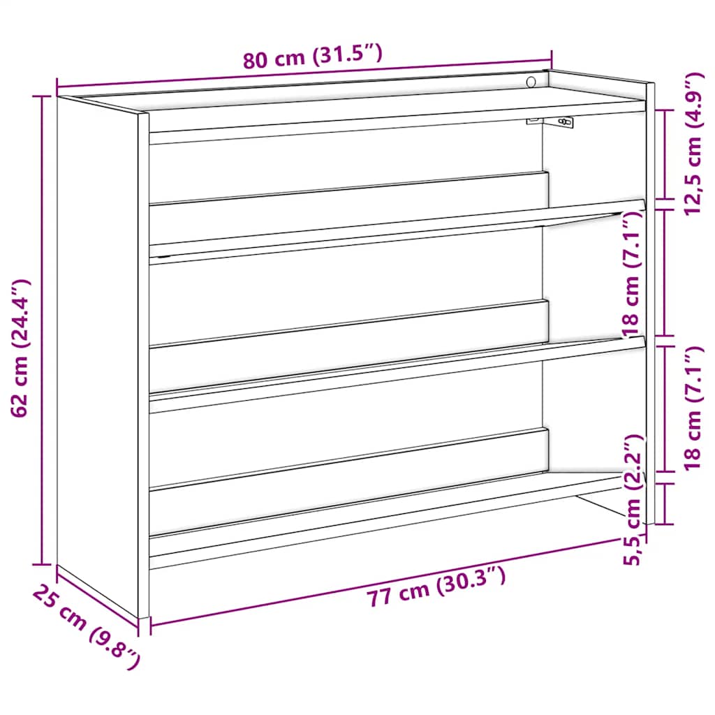 Stalak za cipele boja betona 80x25x62 cm konstruirano drvo