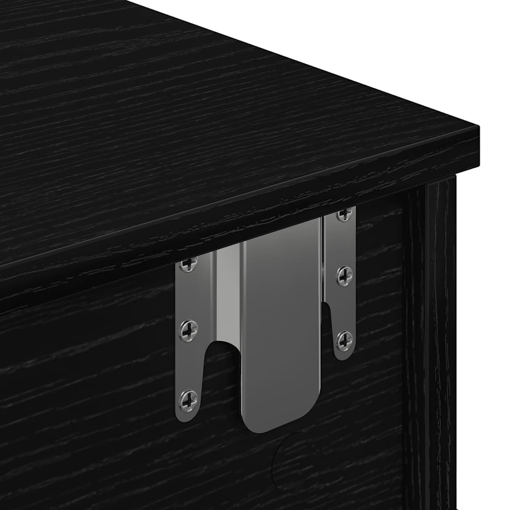 Zidna polica s ladicama crna 60x28x15 cm izrađeno drvo