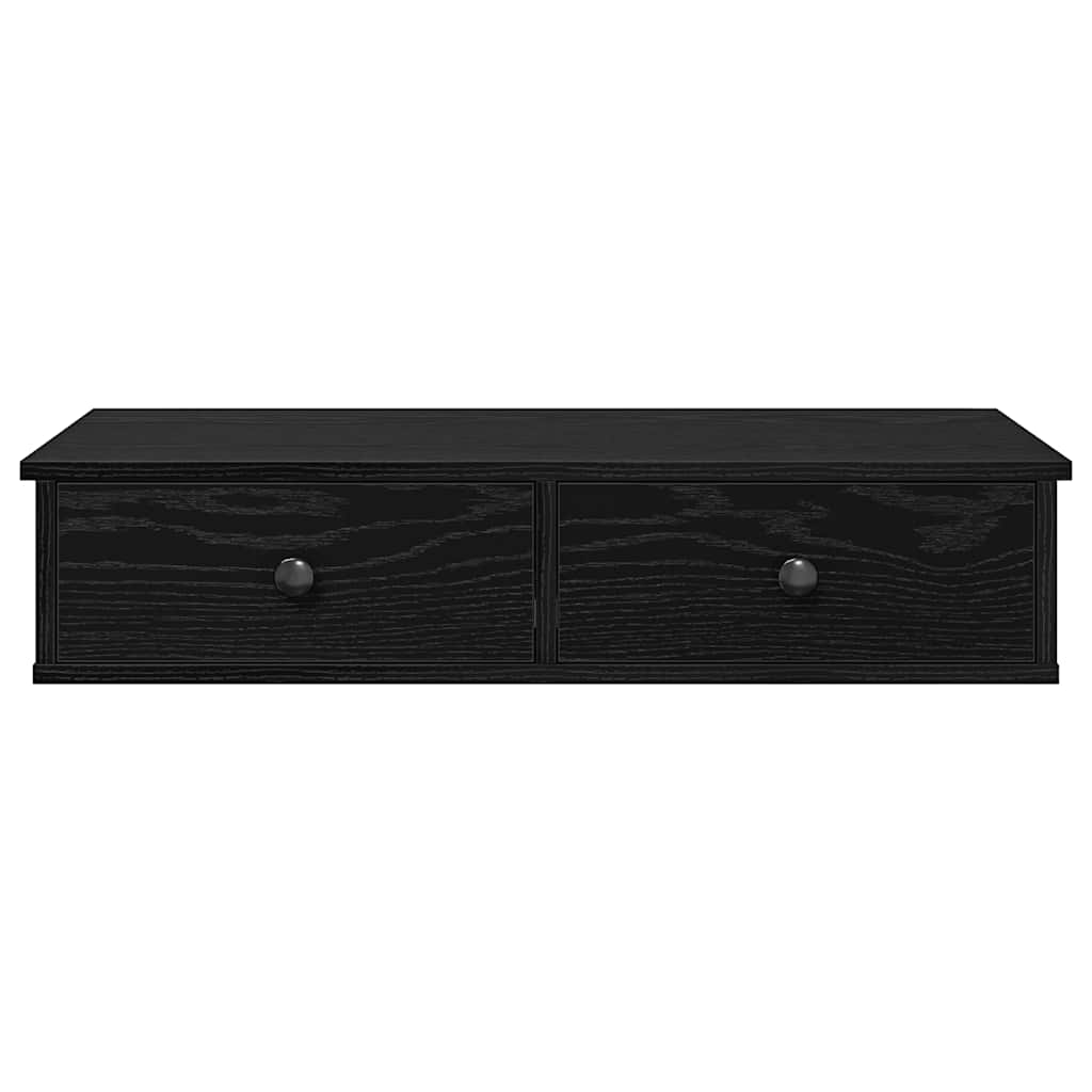Zidna polica s ladicama crna 80x34x17 cm izrađeno drvo
