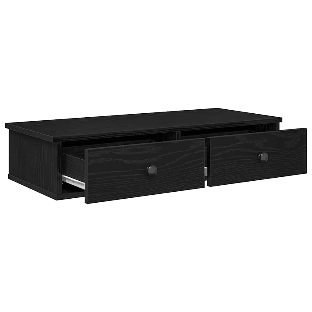 Zidna polica s ladicama crna 80x34x17 cm izrađeno drvo