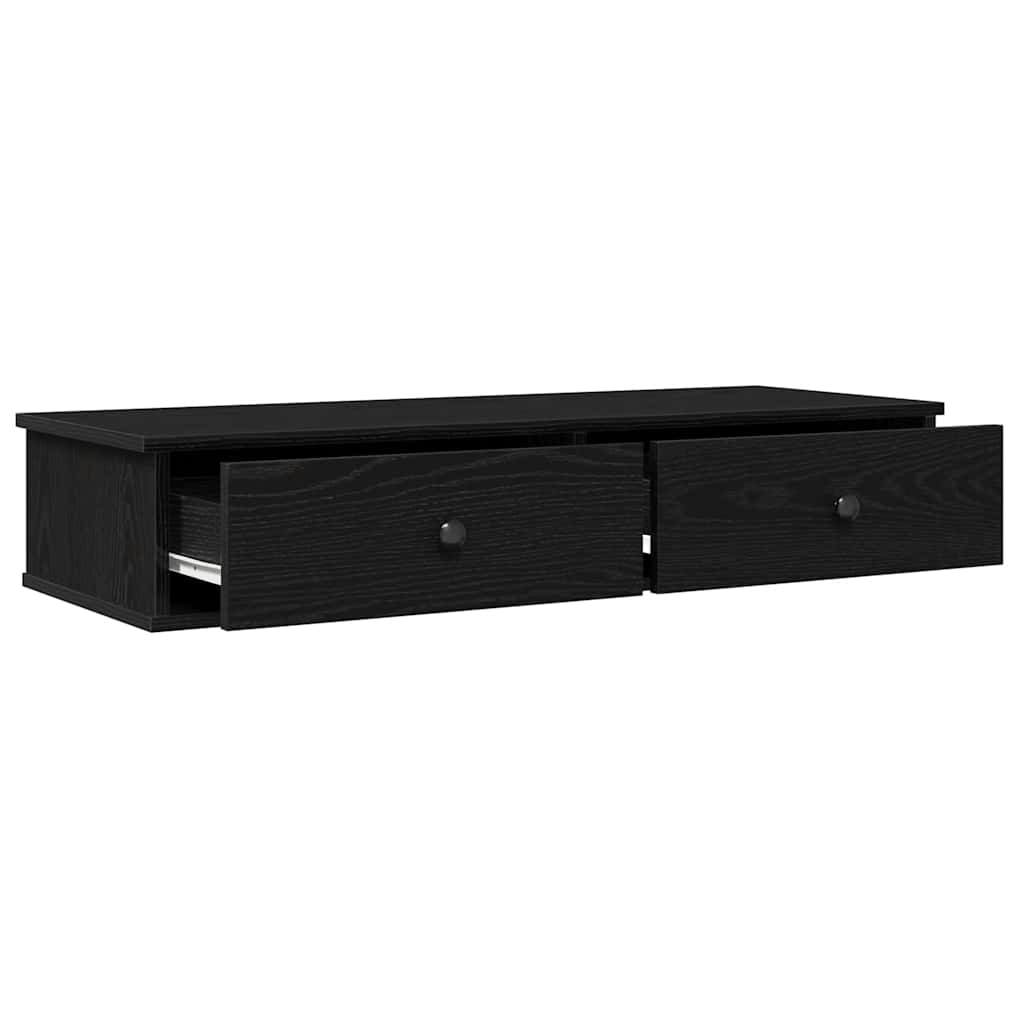 Zidna polica s ladicama crna 100x37,5x19 cm izrađeno drvo
