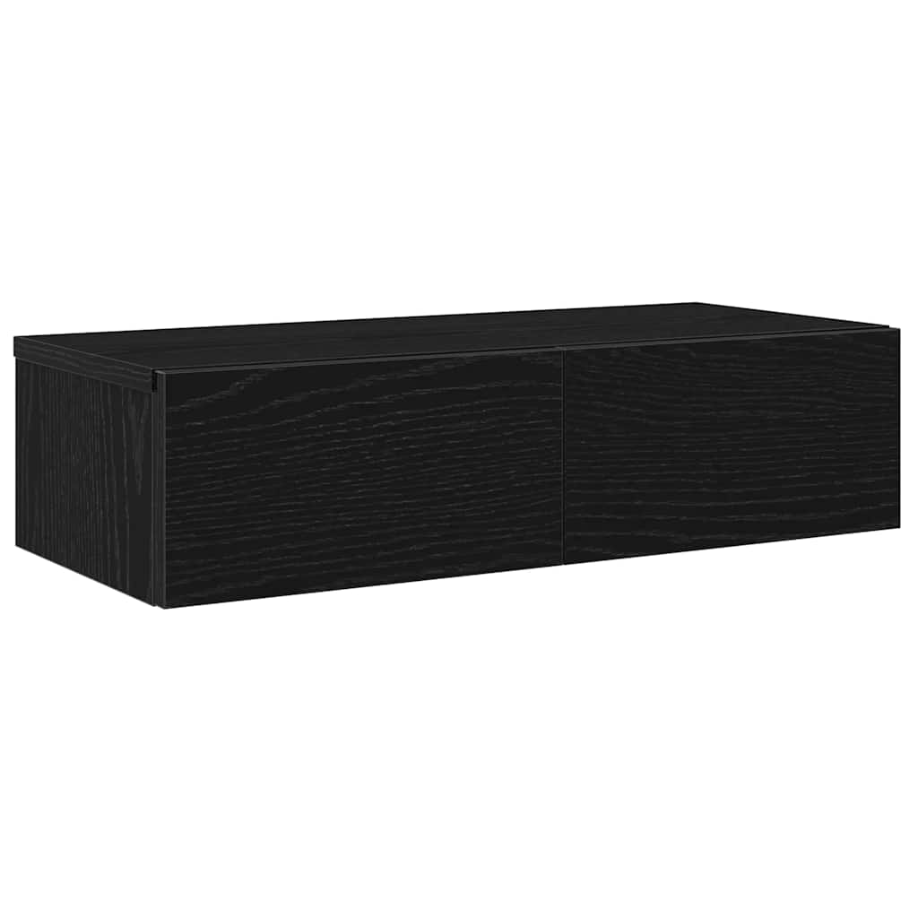 Zidna polica s ladicama crna 60x26,5x15 cm izrađeno drvo