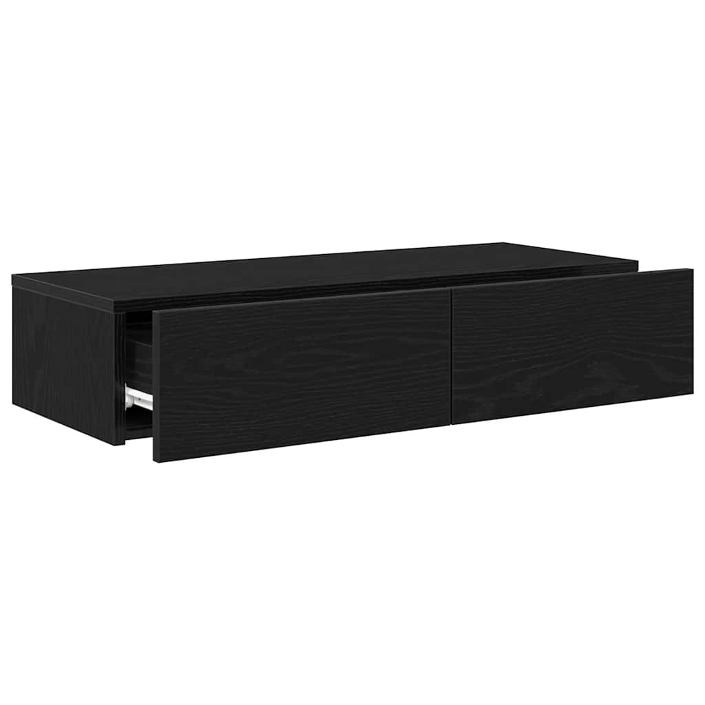 Zidna polica s ladicama crna 80x33x17 cm izrađeno drvo